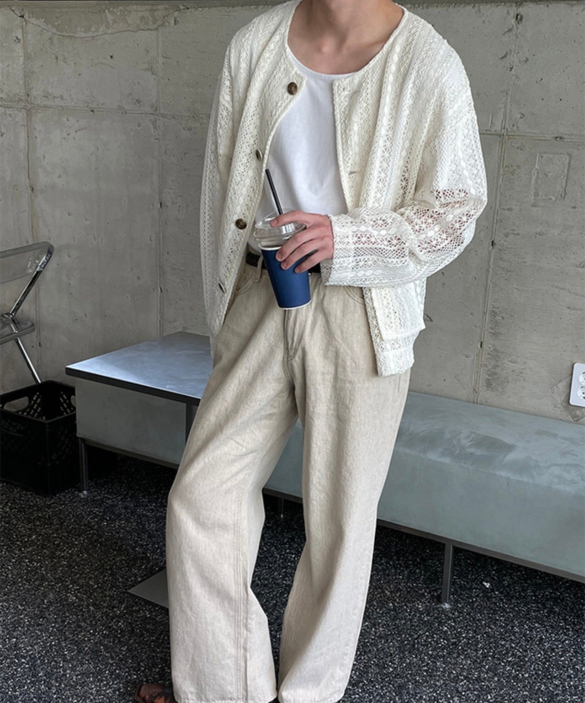 Pigment-Washed Nylon Shirt Jacket