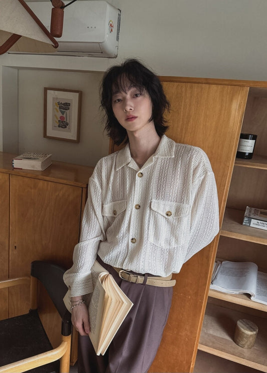 Pigment-Washed Nylon Shirt Jacket
