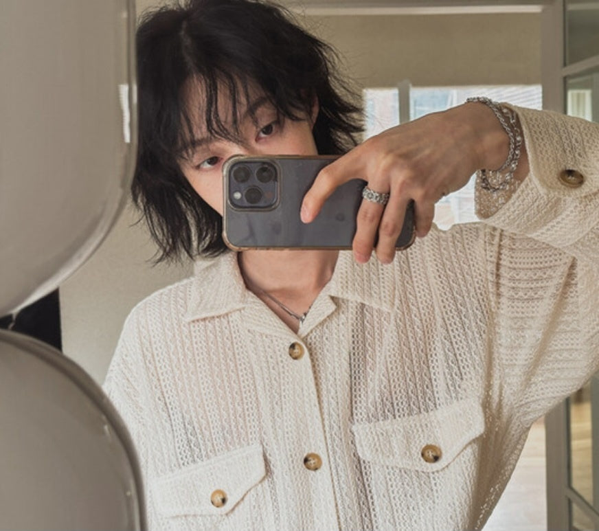 Pigment-Washed Nylon Shirt Jacket