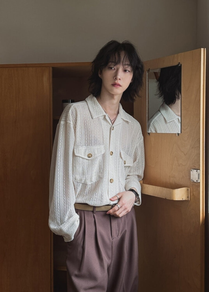 Pigment-Washed Nylon Shirt Jacket