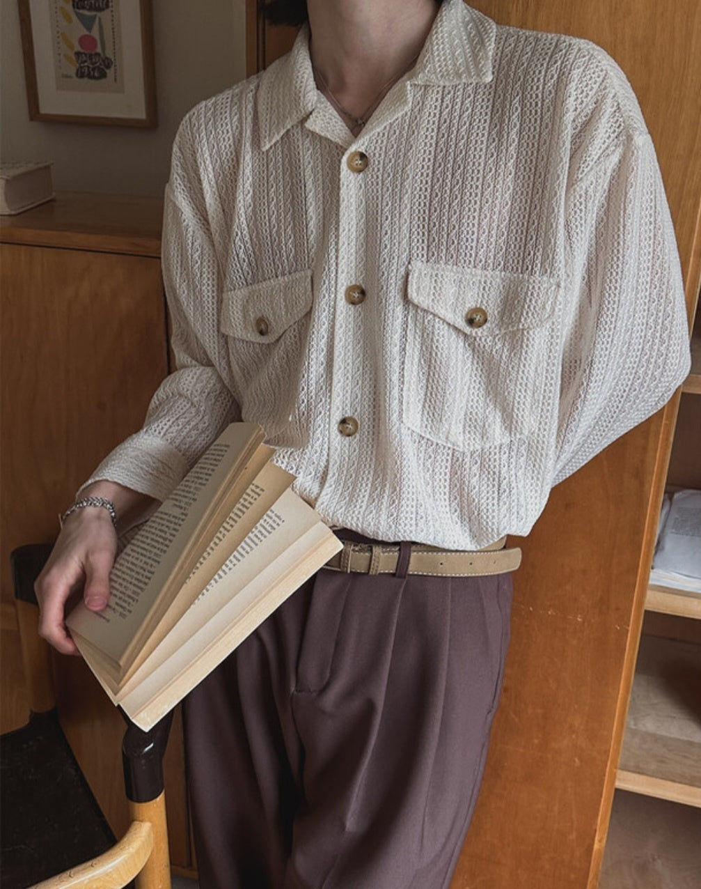 Pigment-Washed Nylon Shirt Jacket