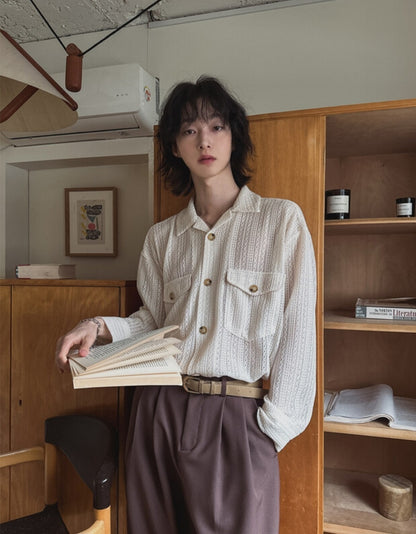 Pigment-Washed Nylon Shirt Jacket