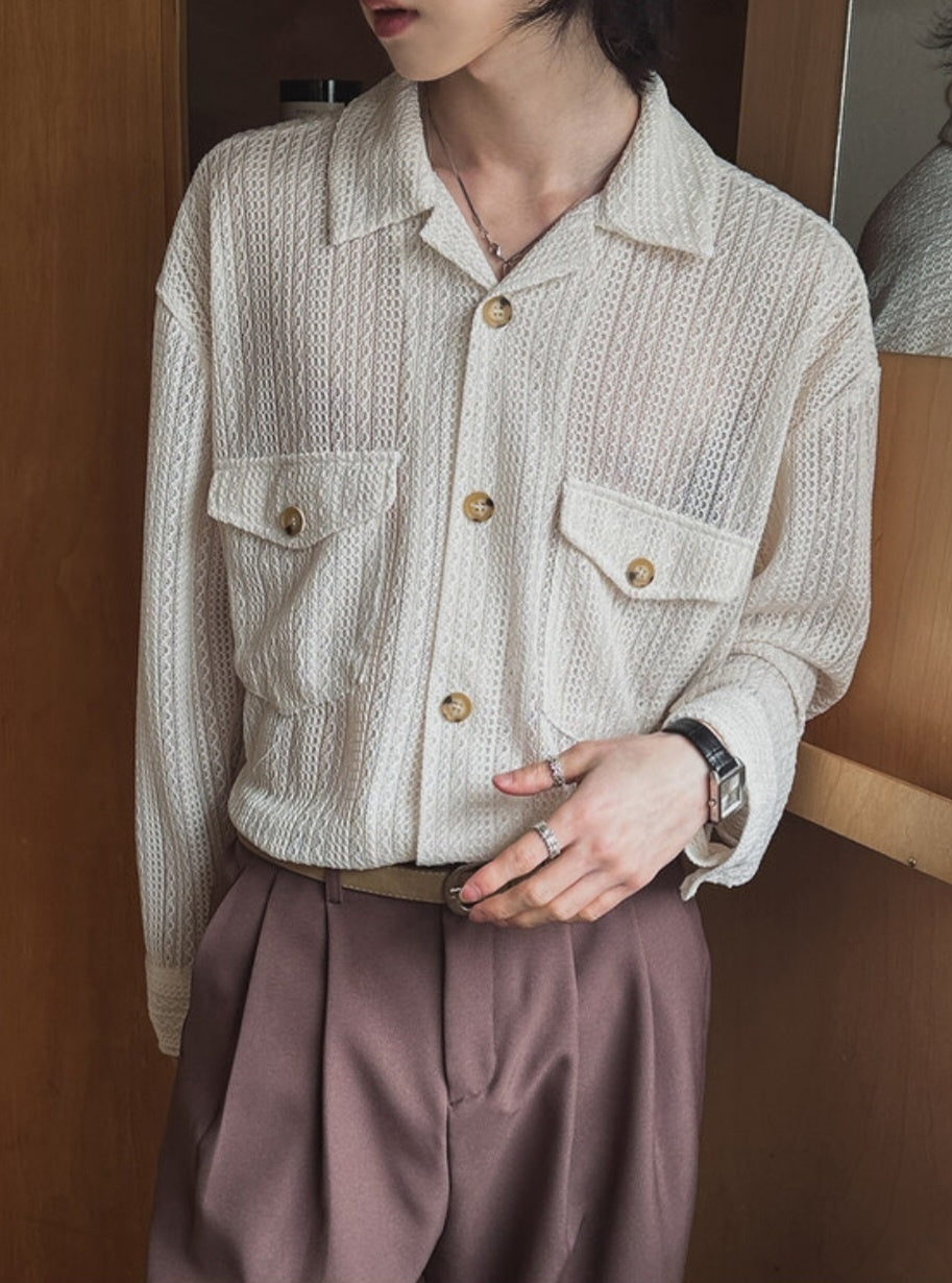 Pigment-Washed Nylon Shirt Jacket