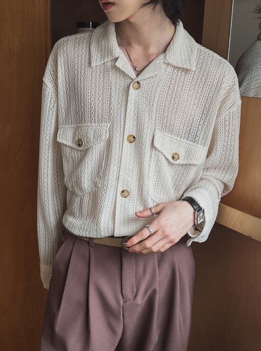 Pigment-Washed Nylon Shirt Jacket
