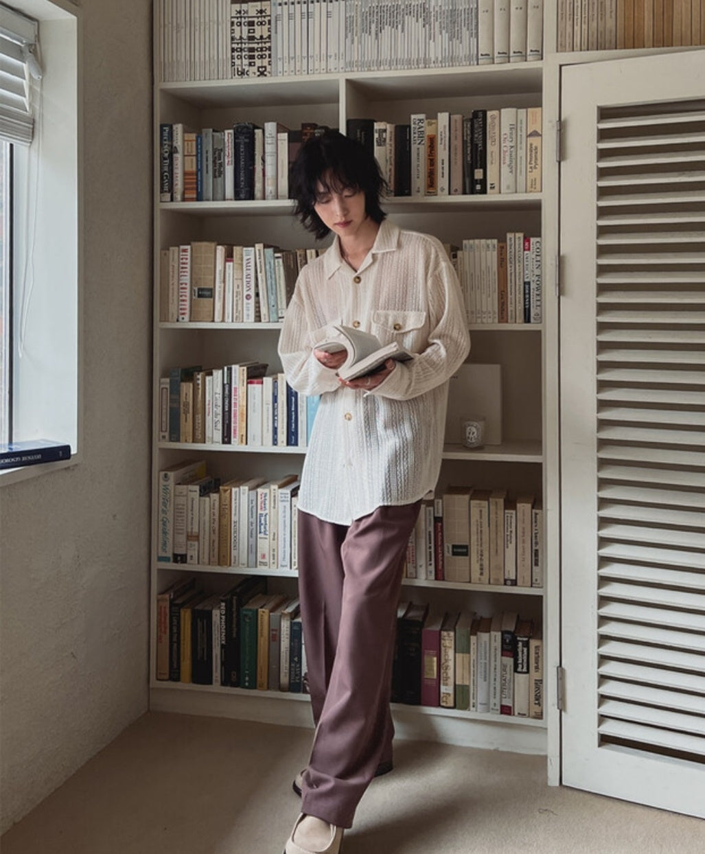 Pigment-Washed Nylon Shirt Jacket