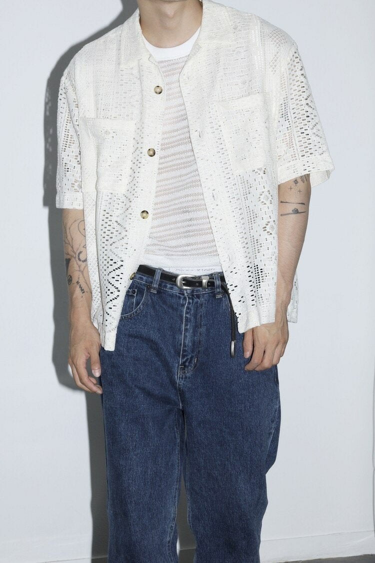 Pigment-Washed Nylon Shirt Jacket