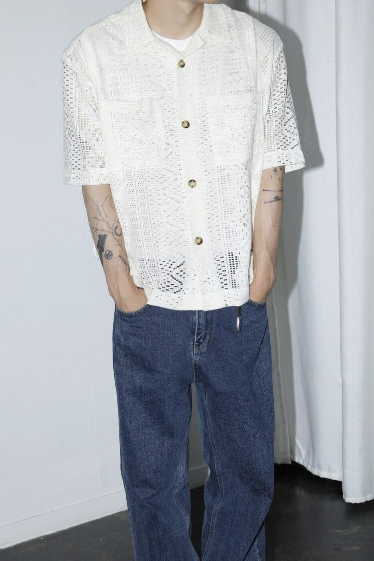 Pigment-Washed Nylon Shirt Jacket