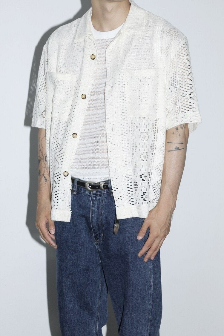 Pigment-Washed Nylon Shirt Jacket