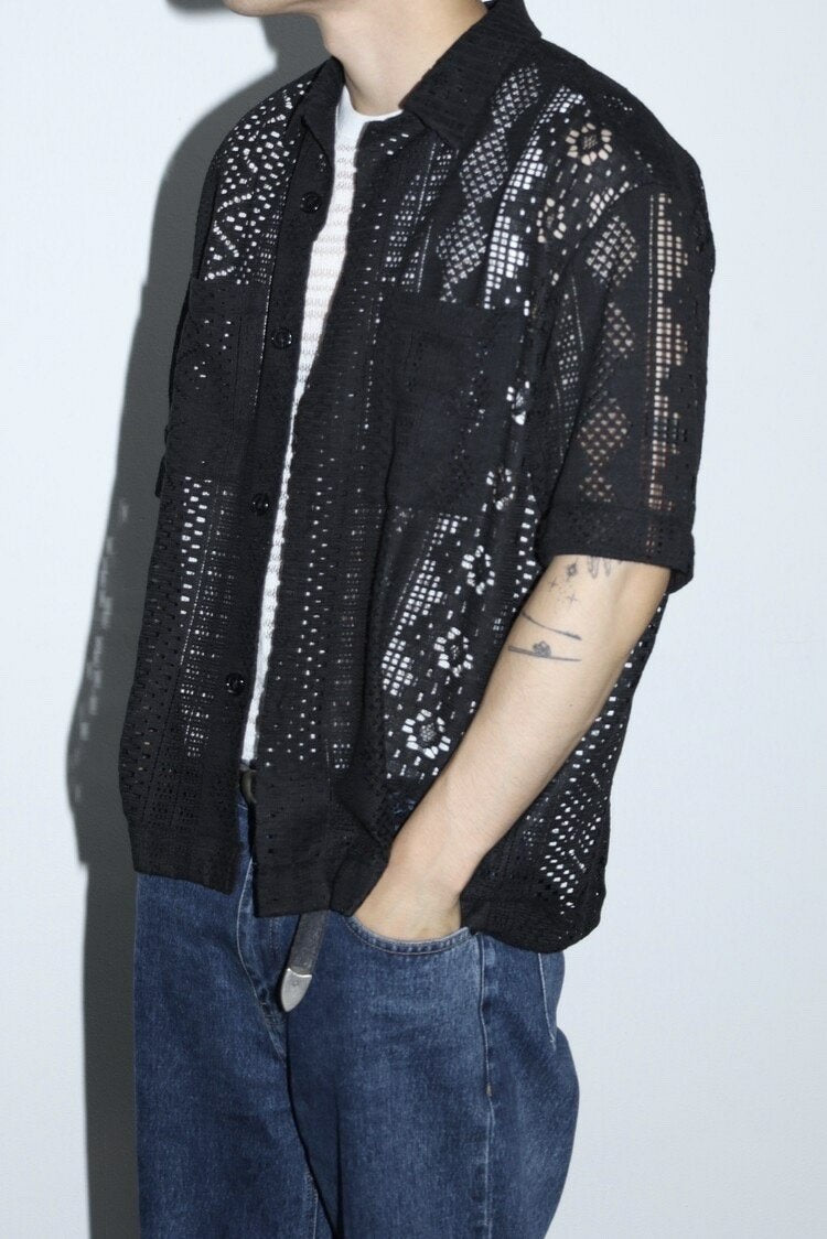 Pigment-Washed Nylon Shirt Jacket