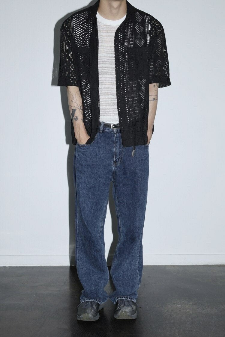 Pigment-Washed Nylon Shirt Jacket