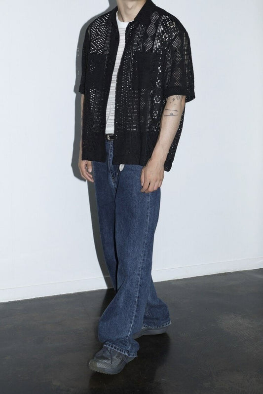 Pigment-Washed Nylon Shirt Jacket