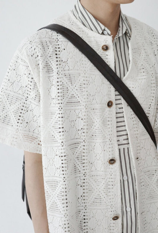 Pigment-Washed Nylon Shirt Jacket