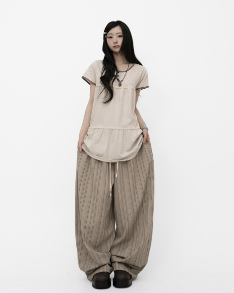 Randel Stripe Balloon Slacks