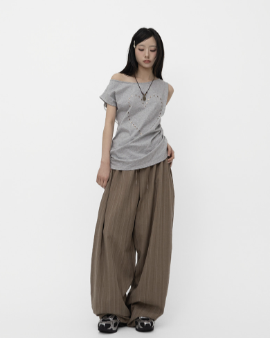 Randel Stripe Balloon Slacks