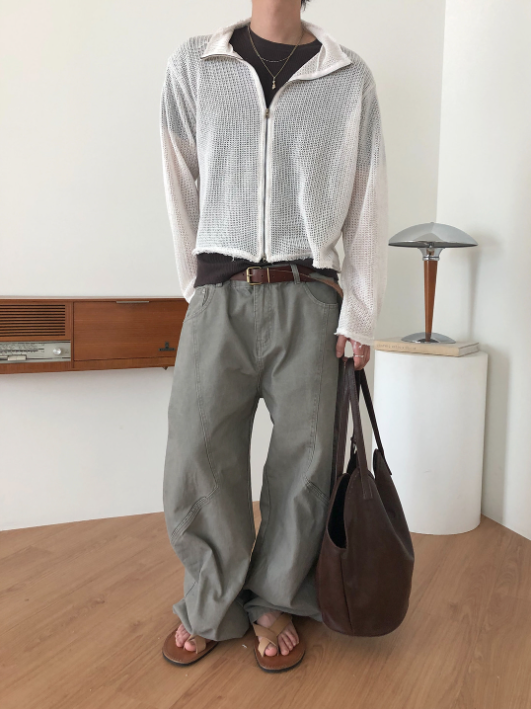 Clay Net Zip Knit