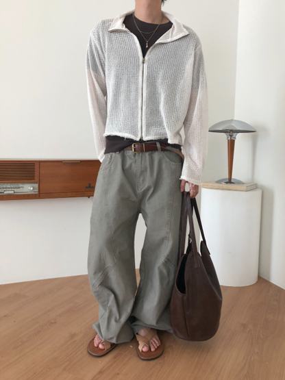 Clay Net Zip Knit