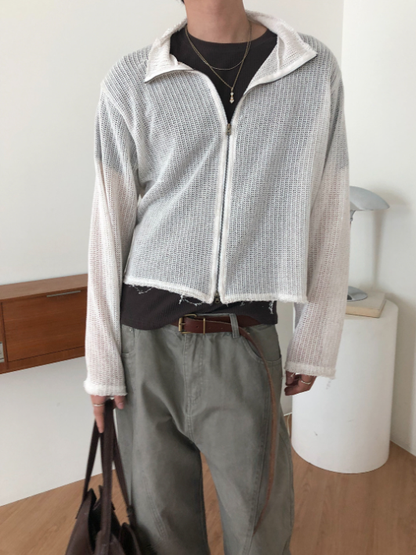 Clay Net Zip Knit