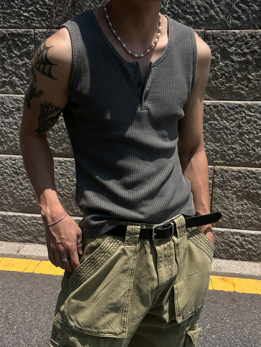 Bennett Waffle Henley Sleeveless