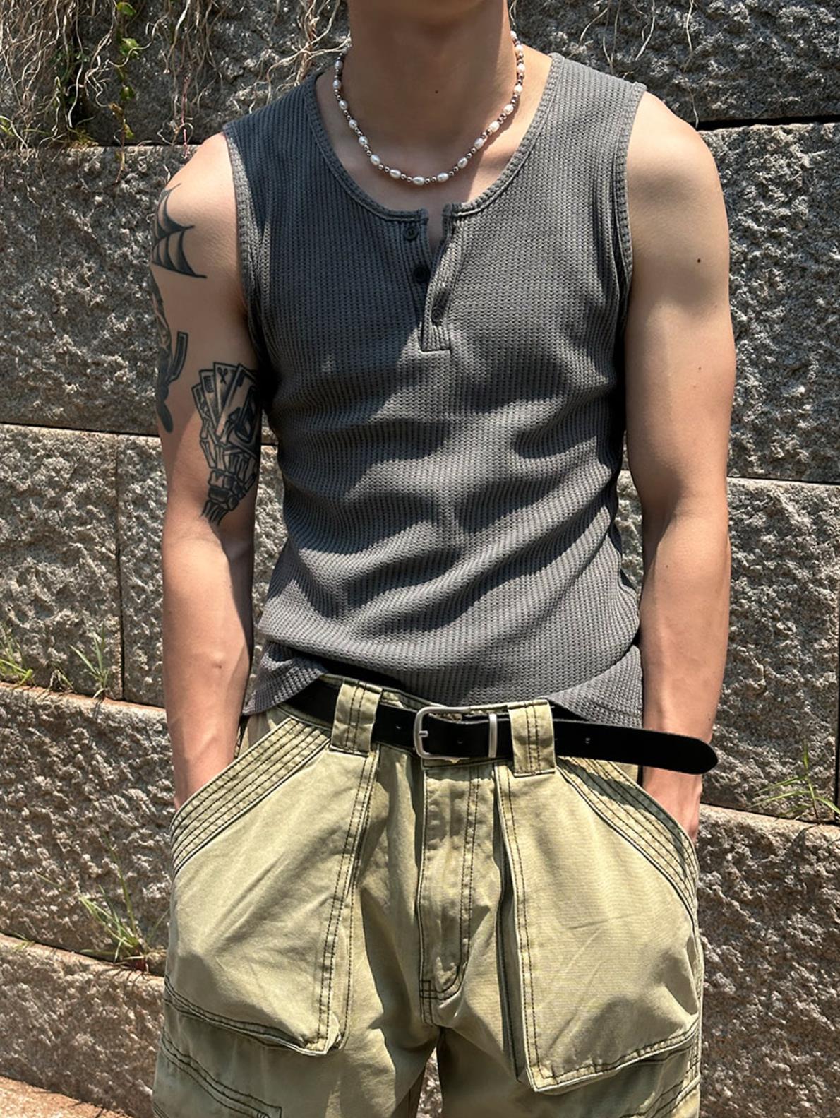 Bennett Waffle Henley Sleeveless