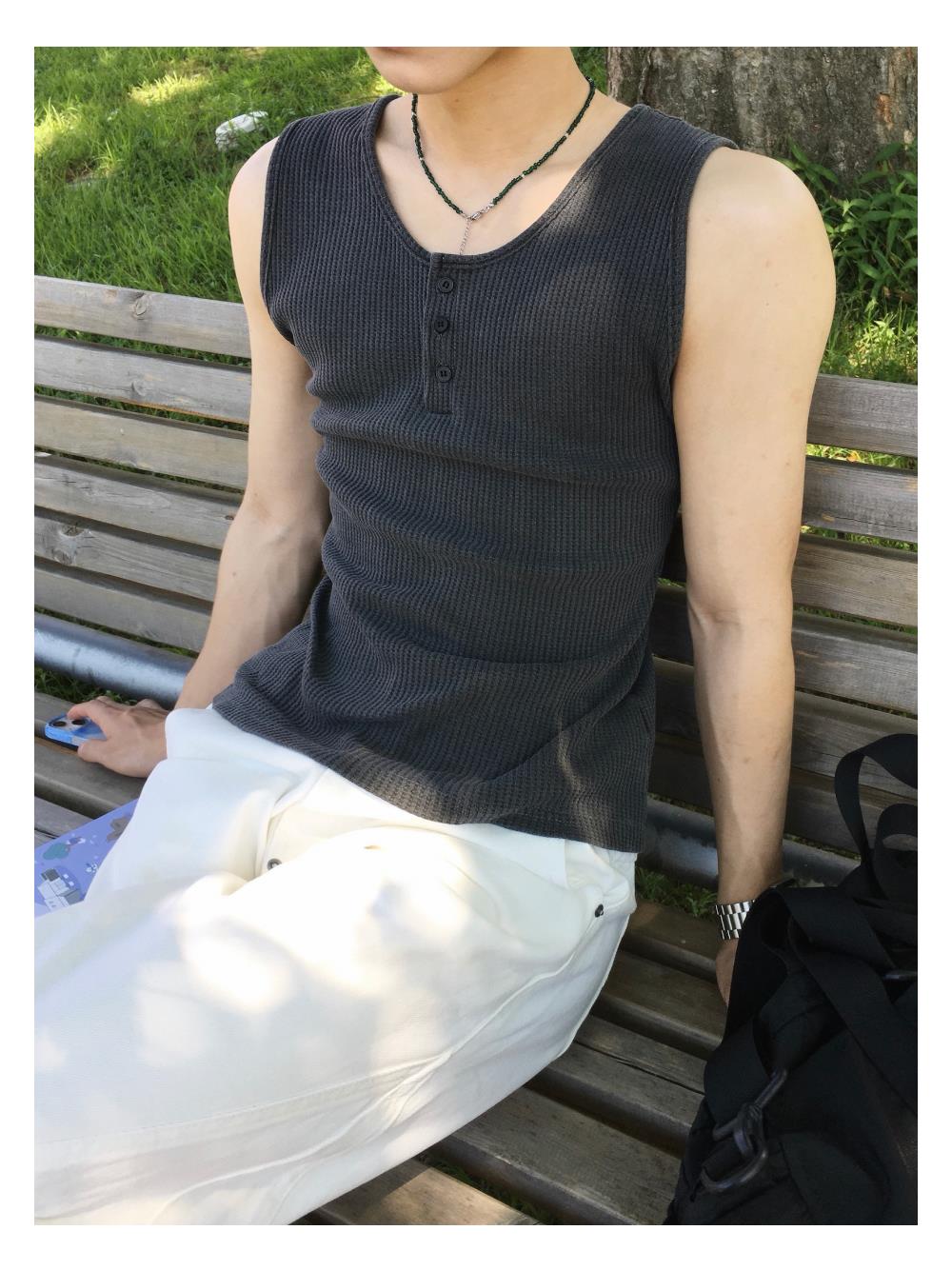 Bennett Waffle Henley Sleeveless