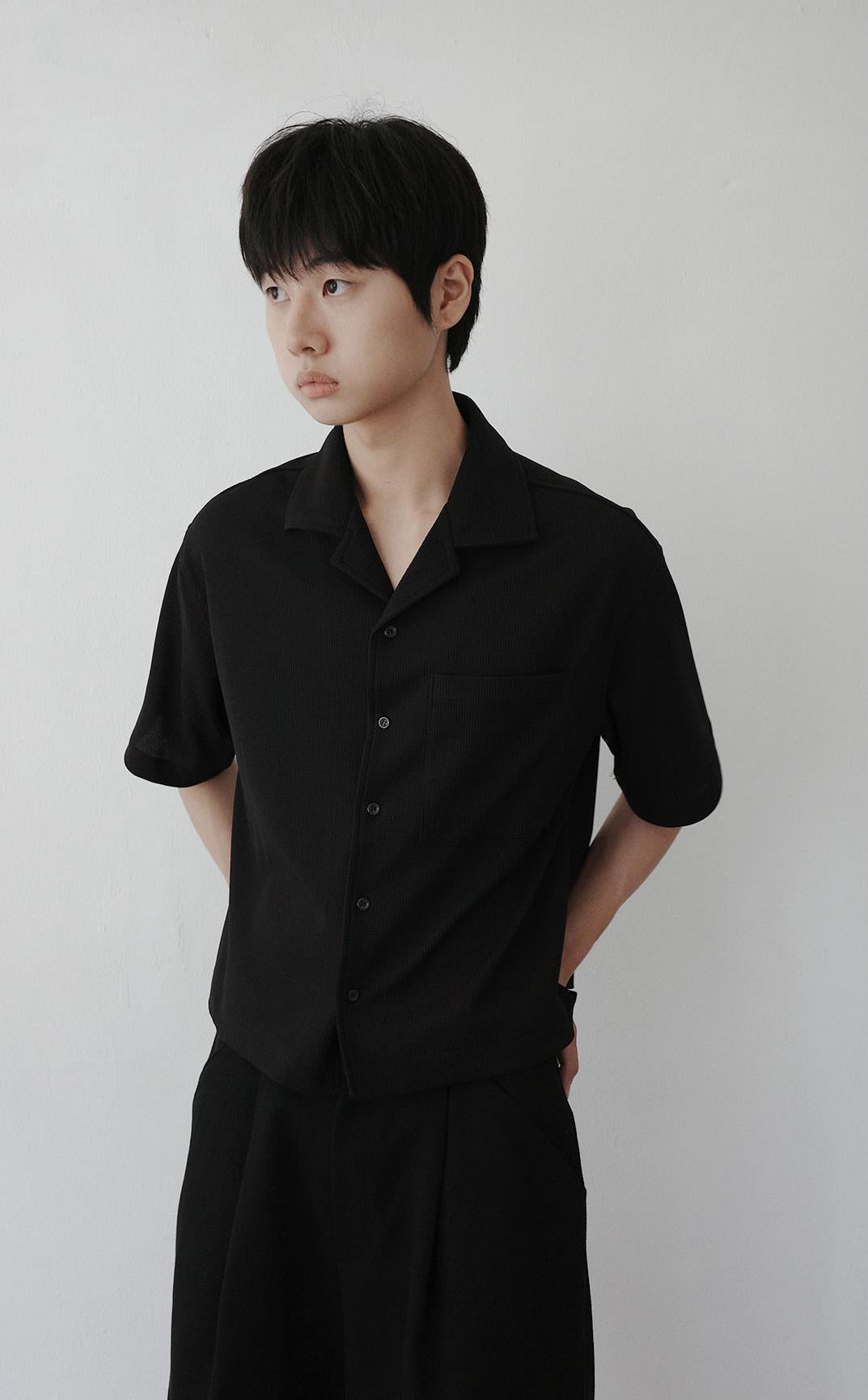 Marlow Waffle Open Collar Shirt