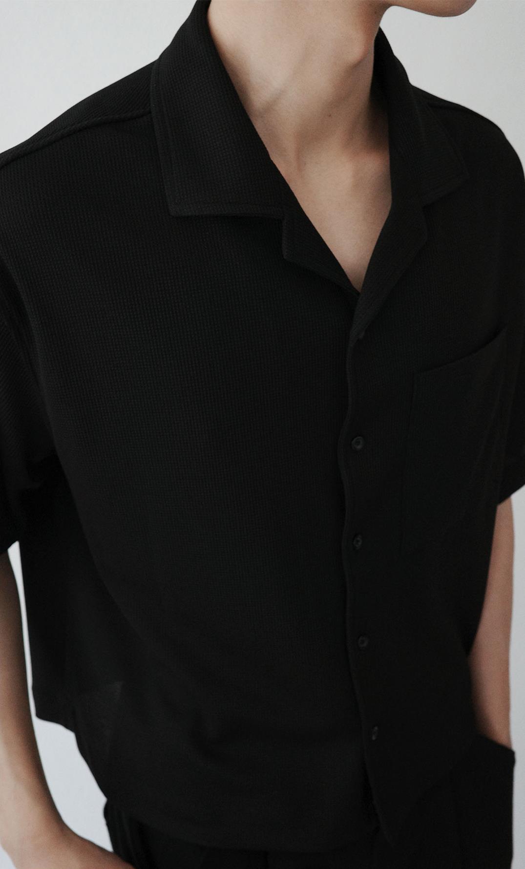 Marlow Waffle Open Collar Shirt