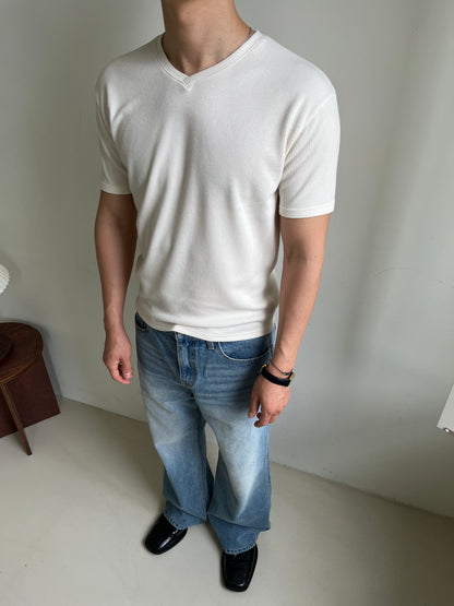 Soft Ribbed V-Neck Tee