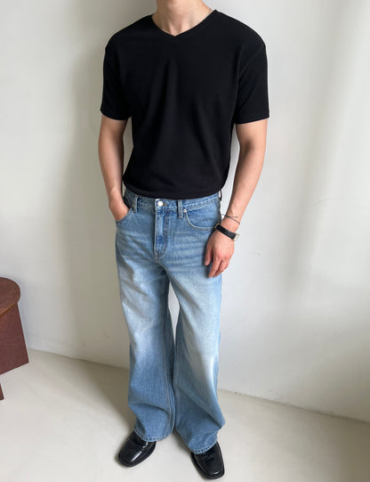 Soft Ribbed V-Neck Tee