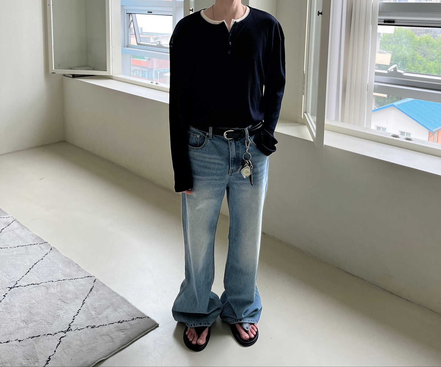 Linen Knit Henley Neck Tee