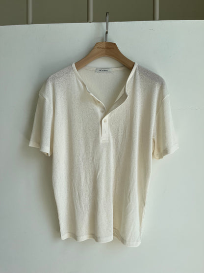 Linen Knit Henley Neck Half Tee