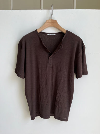 Linen Knit Henley Neck Half Tee