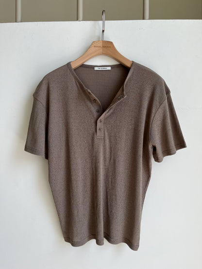Linen Knit Henley Neck Half Tee