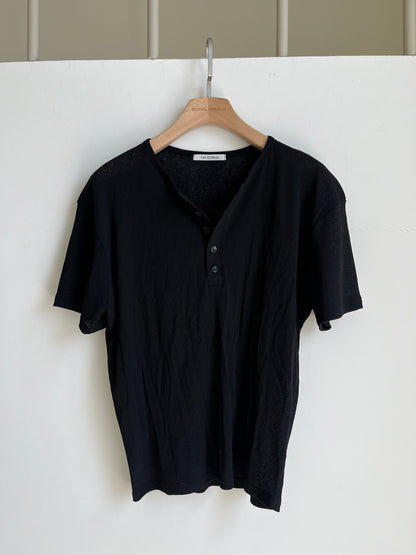 Linen Knit Henley Neck Half Tee