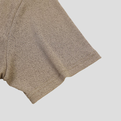 Linen Knit Henley Neck Half Tee