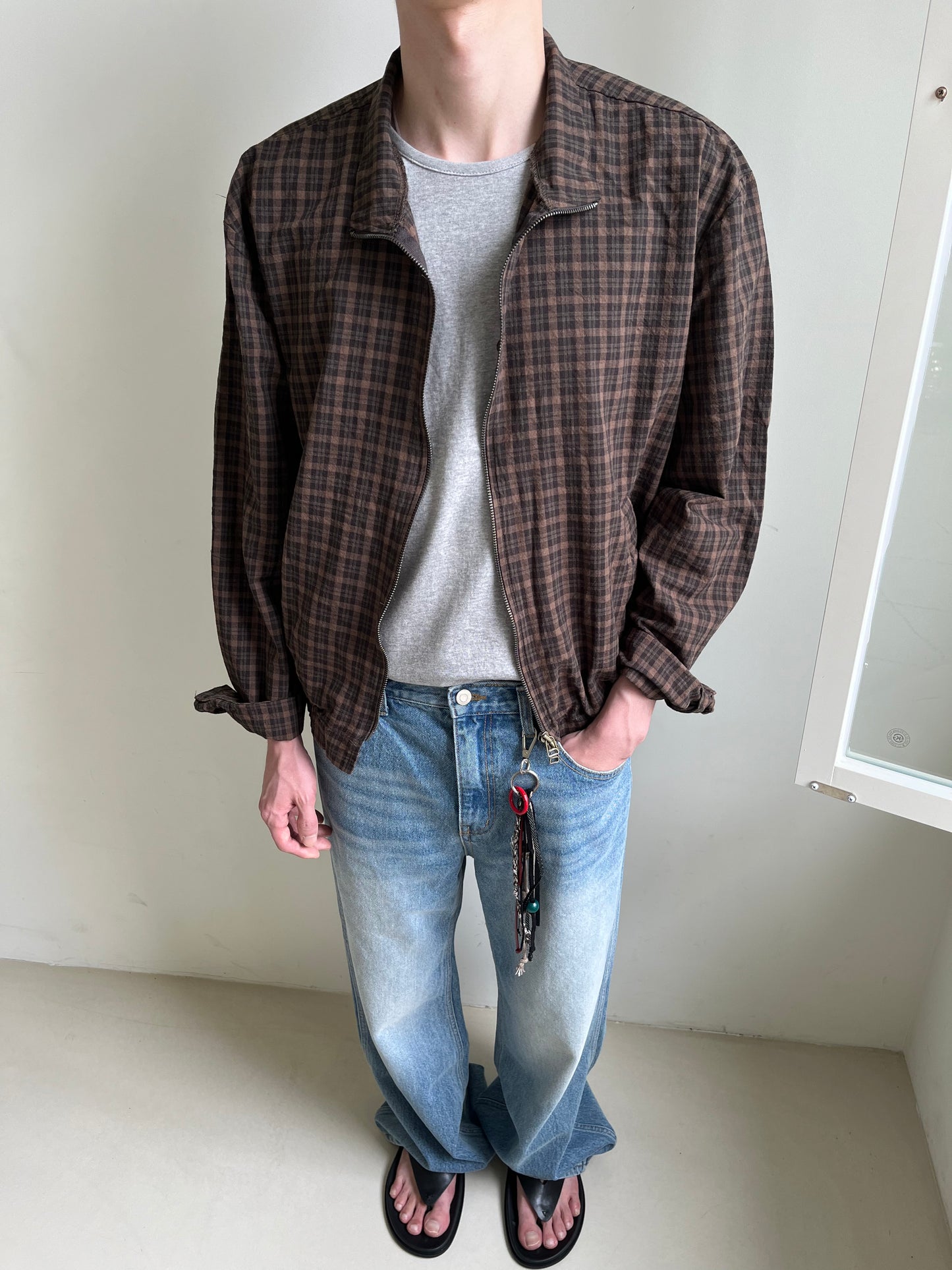 Glen Check Zip-Up Jacket