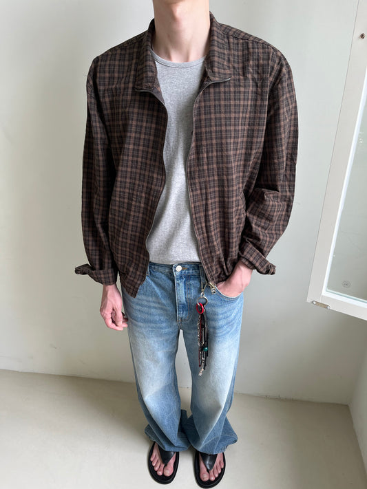 Glen Check Zip-Up Jacket