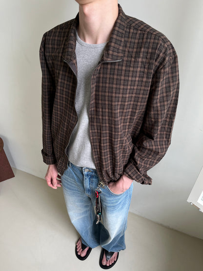 Glen Check Zip-Up Jacket