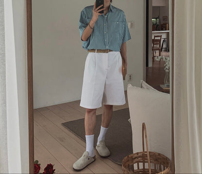 Rest Stripe Box Crop Shirt
