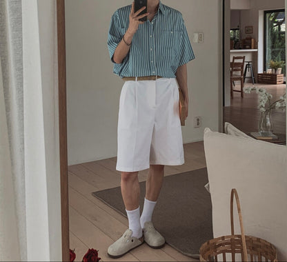 Rest Stripe Box Crop Shirt
