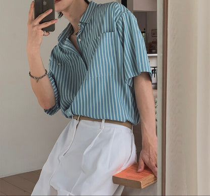 Rest Stripe Box Crop Shirt