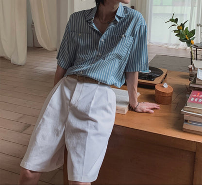 Rest Stripe Box Crop Shirt