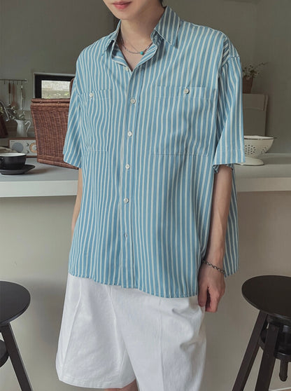 Rest Stripe Box Crop Shirt