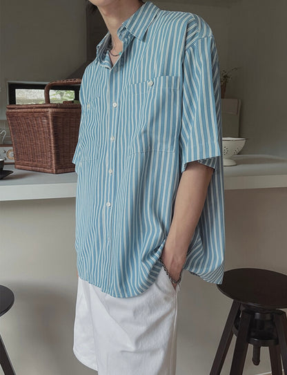 Rest Stripe Box Crop Shirt