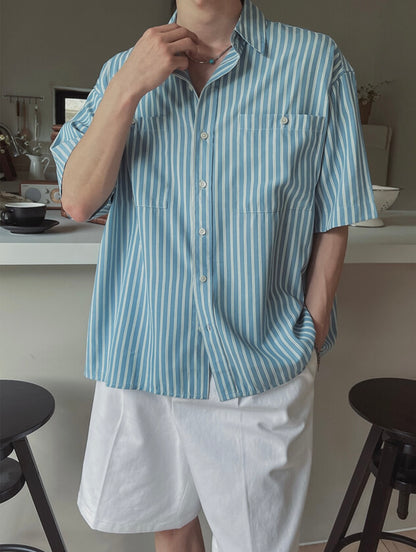 Rest Stripe Box Crop Shirt