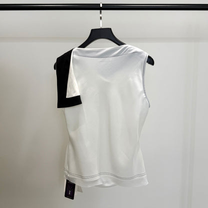Draped Contrast Sleeveless Top
