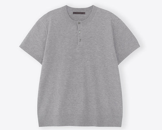 Muscle Fit Project Henley Neck Short Sleeve Knit