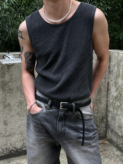 Waffle Sleeveless Tank Top