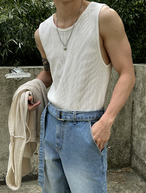 Waffle Sleeveless Tank Top