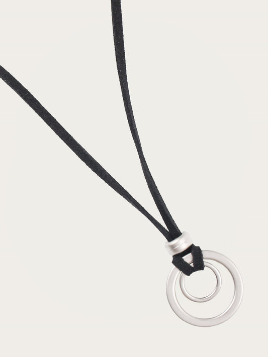 Double Ring Leather Necklace