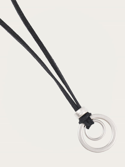 Double Ring Leather Necklace
